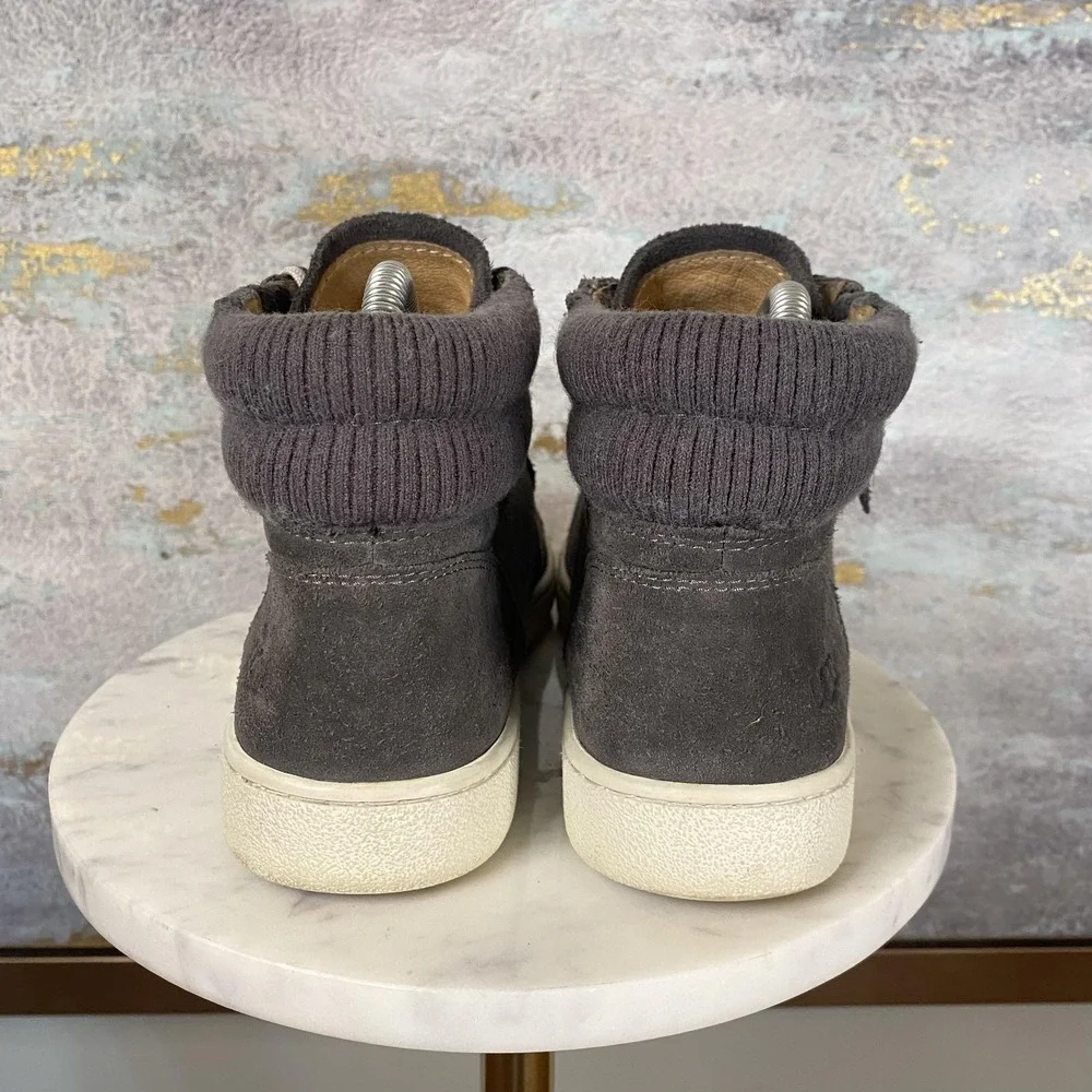 UGG Shoes Womens Size 7 Gray Suede High Top Sneakers Zipper Lace Up 1094789